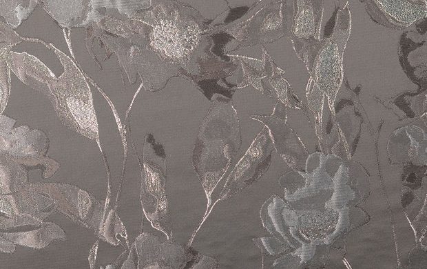 Jacquard stof, bloemen, grijs/zilver/zwart, p1004-1