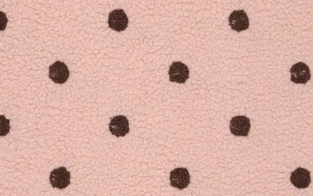 Teddy stof, stip, bruin/roze. A.043-1