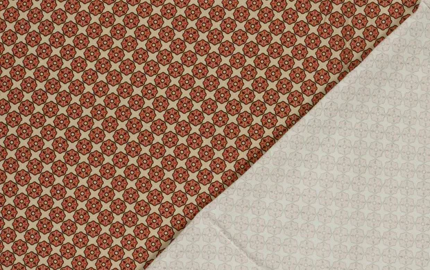 Viscose satijn stof, abstacte stip, roze/rood, P1015-3