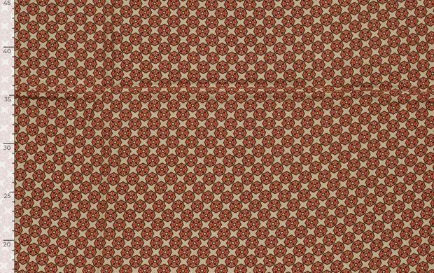 Viscose satijn stof, abstacte stip, roze/rood, P1015-4