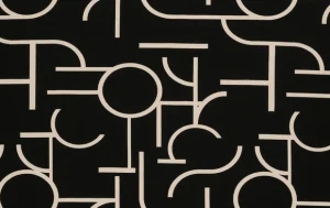 Punta di roma stof, abstract print, zwart/wit, P1018-1