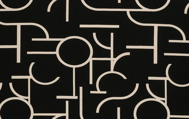 Punta di roma stof, abstract print, zwart/wit, P1018-1
