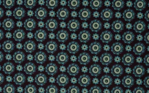 Corduroy rib stof, bloemen, aqua/bruin/geel. P975-1