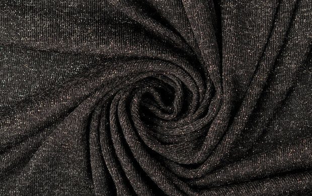 gebreide rib stof, met glitter, zwart. P981-2