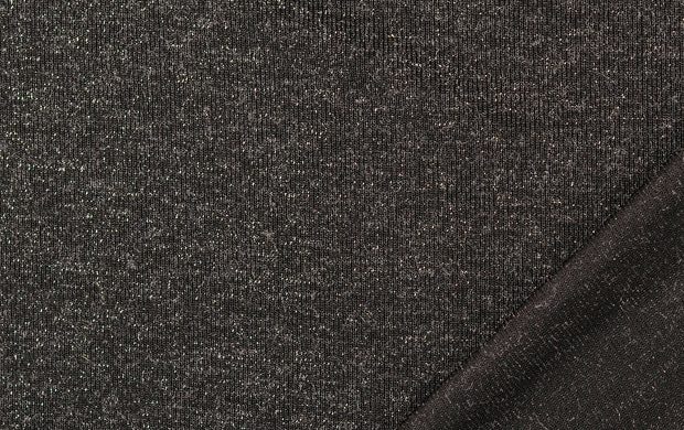 gebreide rib stof, met glitter, zwart. P981-3
