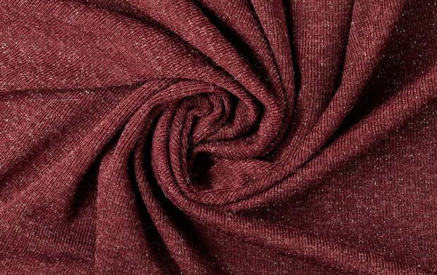 Gebreide rib stof, met glitter, bordeaux. P985-2
