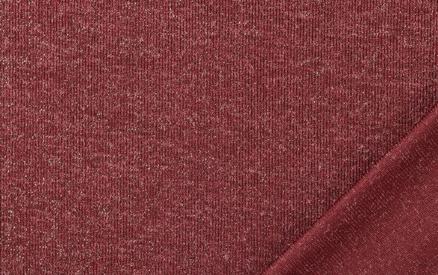 Gebreide rib stof, met glitter, bordeaux. P985-3