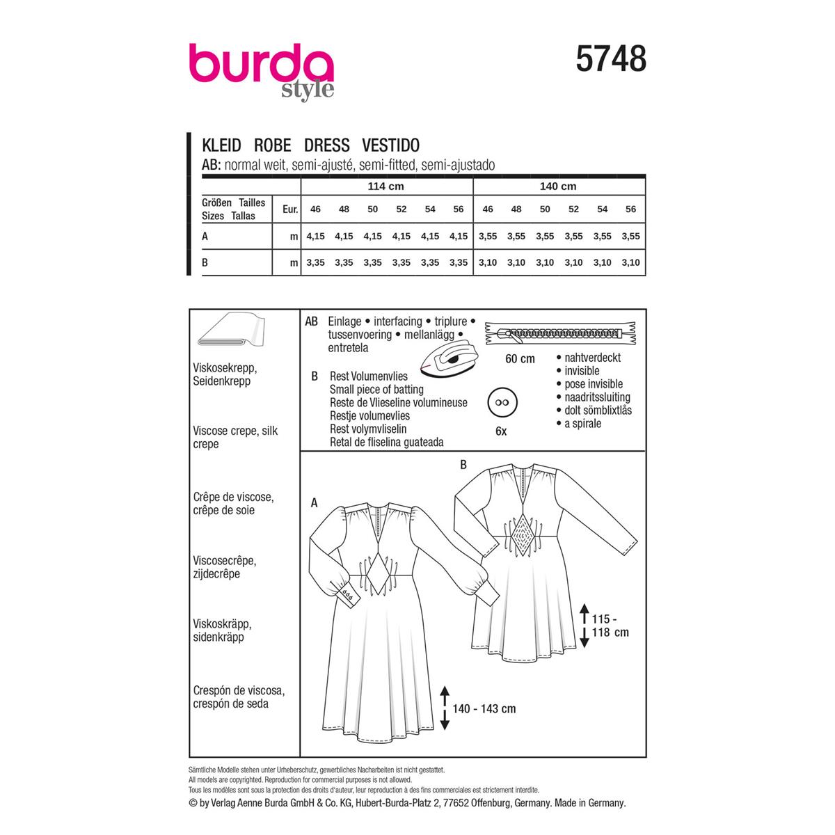Burda Style, Naaipatroon jurk 5748-9