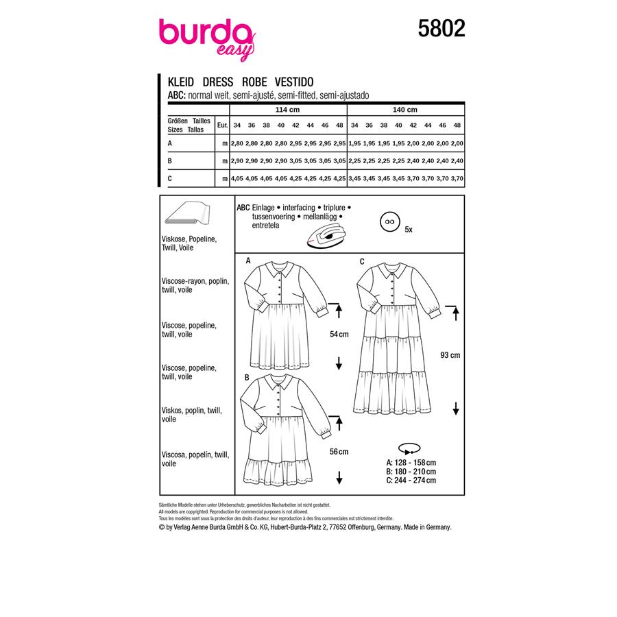 Burda Style, Naaipatroon jurk 5802-12