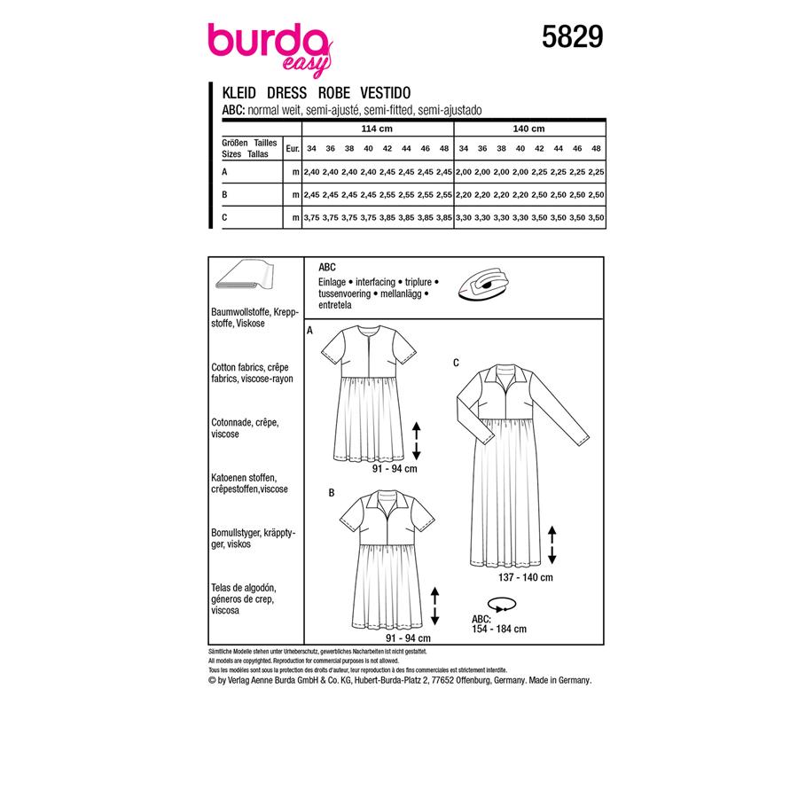 Burda Style, Naaipatroon jurk 5829-12