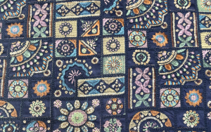 Fantasy patchwork stof, Navy. A.034
