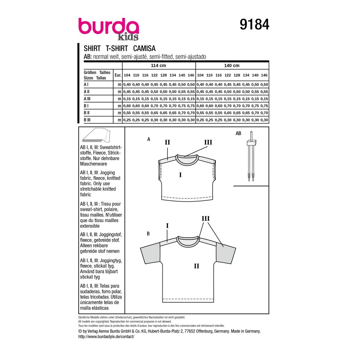 Burda Style, Kinder Naaipatroon t-shirt, 9184 - Afbeelding 7