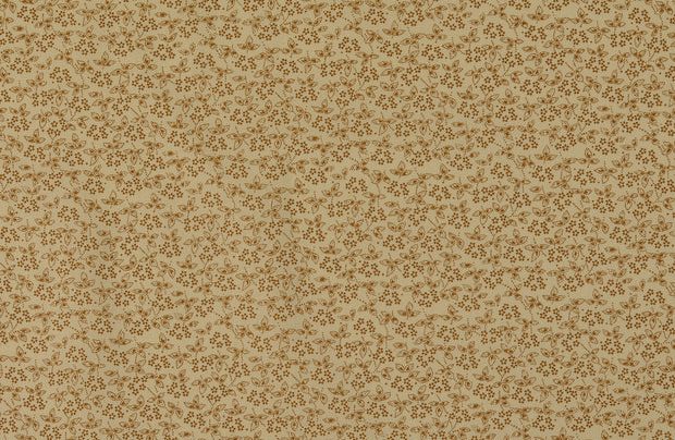 Poplin Katoen Stof, Bloemen Print, Bruin/offwhite. A.044-1