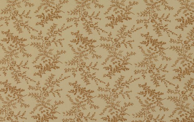 Poplin Katoen Stof, Takjes Print, bruin/offwhite. A.046-1