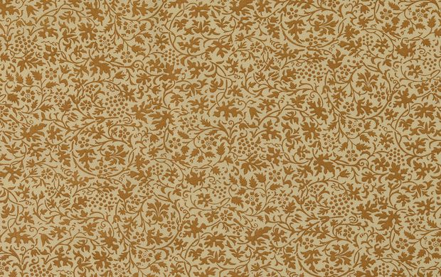 Poplin Katoen Stof, Bladeren Print, Bruin/offwhite. A.047-1