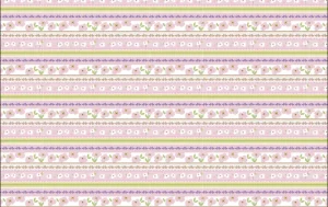 Jersey stof, bloem streep print, roze/wit/paars/groen. A.067-1