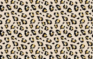 French terry stof, panter print glitter, crème/zwart/goud. A.068-1