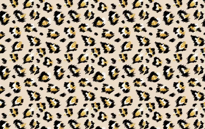 French terry stof, panter print glitter, crème/zwart/goud. A.068-1