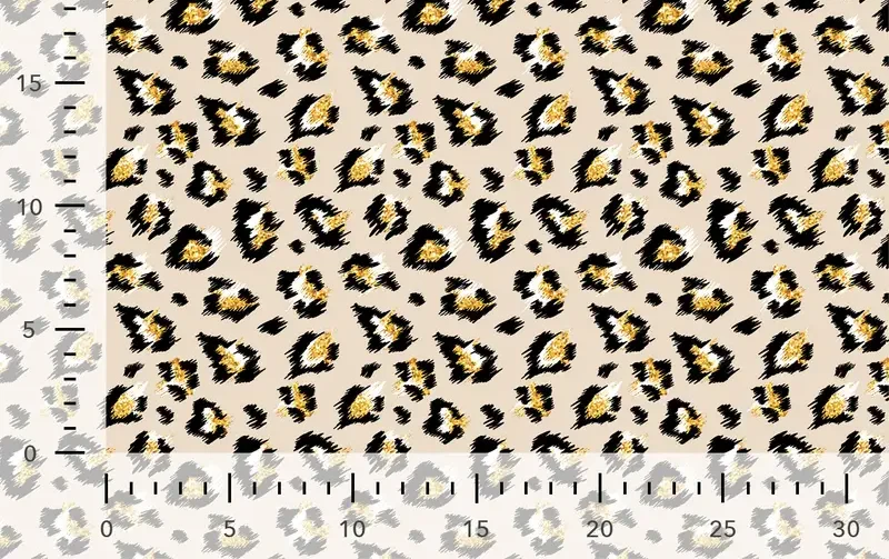 French terry stof, panter print glitter, crème/zwart/goud. A.068-2
