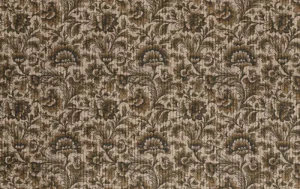 Stretch rib stof, bloemen print, groen/bruin. A.090-1