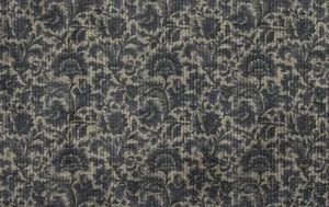 Stretch rib stof, bloemen print, blauw/crème. A.105-1