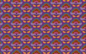 Poplin katoen stof, bloemen print, paars/rood/roze. A.109-1