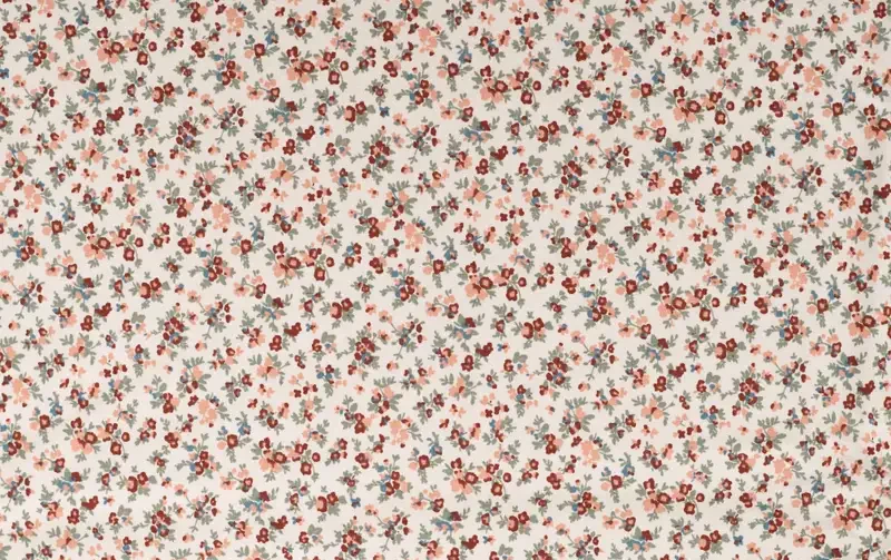 French terry stof, bloemen print, rood/groen/crème/roze. A.113-1