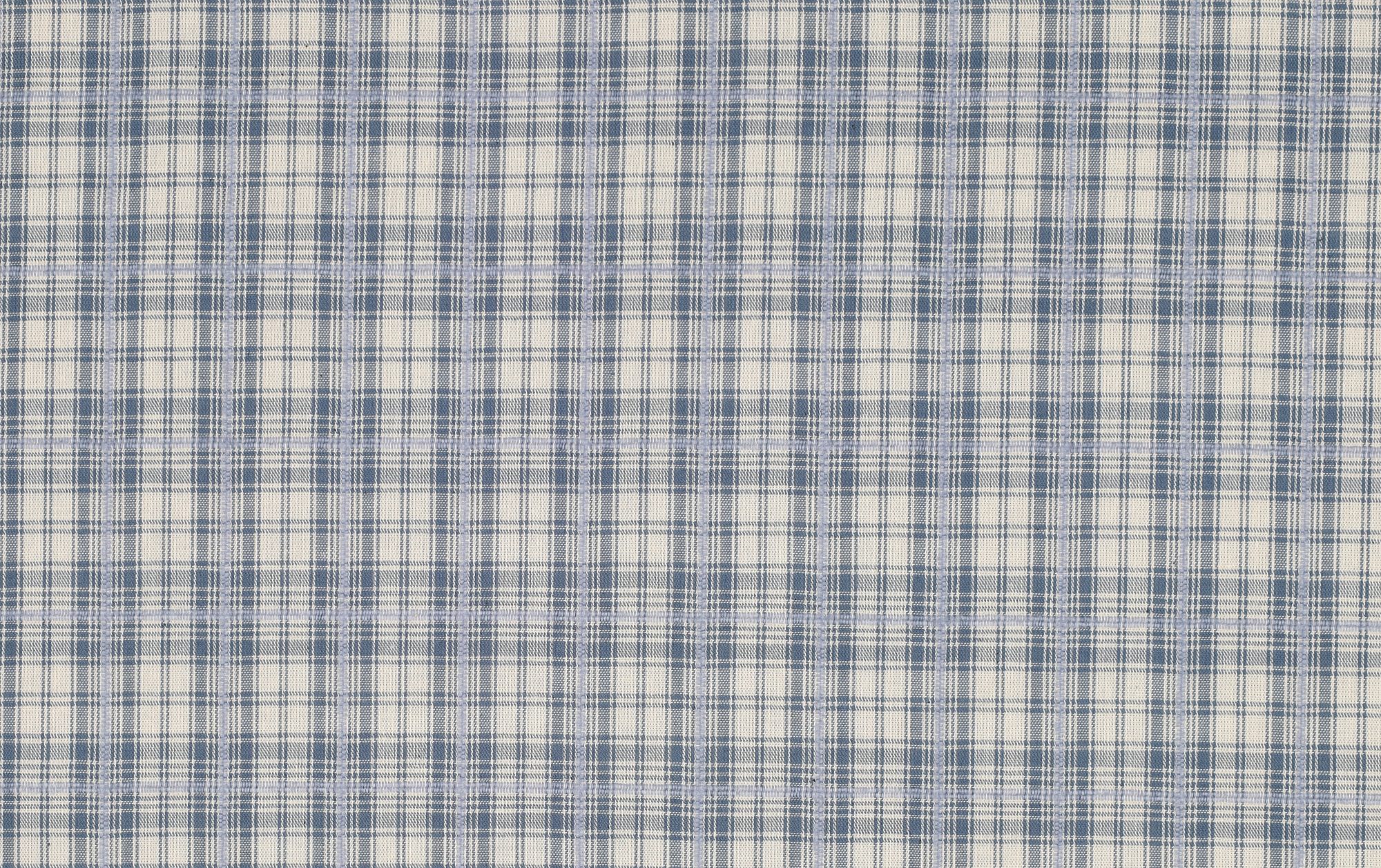 Katoen stof, garen geverfd, ruit motief, blauw/wit. A.117-1