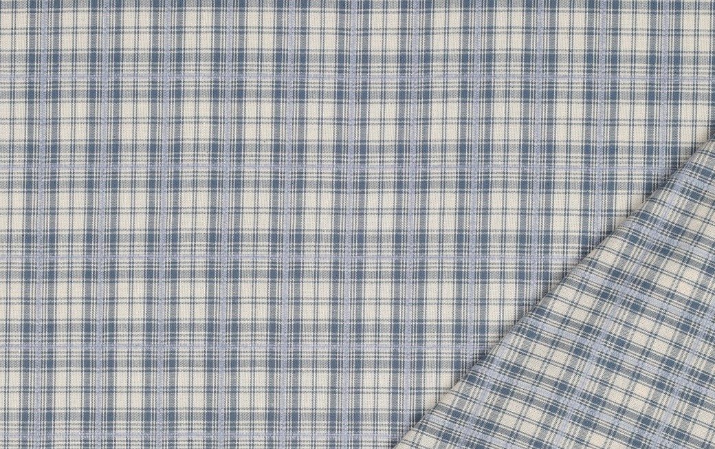 Katoen stof, garen geverfd, ruit motief, blauw/wit. A.117-4