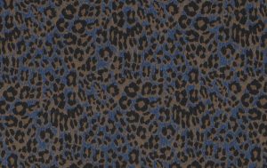 Jeans denim stof, panterprint, blauw/bruin/zwart. A.126-1