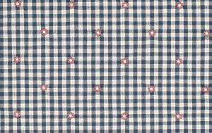 Katoen viscose stof, ruit bloemen print, roze/wit/blauw, A.131-1
