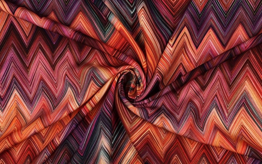 Viscose stof, zigzag print, multicolor. A.141-2