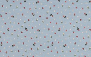Jersey stof, GOTS, bloemen motief, blauw. A.158-1
