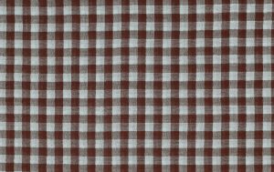 Double gauze stof, garengeverfde ruit print, blauw/bruin. A.174-1