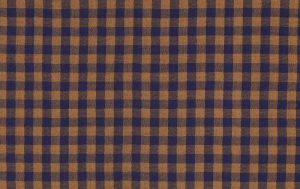 Double gauze stof, garengeverfde ruit print, bruin/blauw. A.176-1