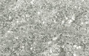 Mesh stof pailletten, effen, zilver. FE015-1