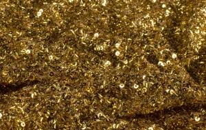 Mesh stof pailletten, effen, goud. FE016-1
