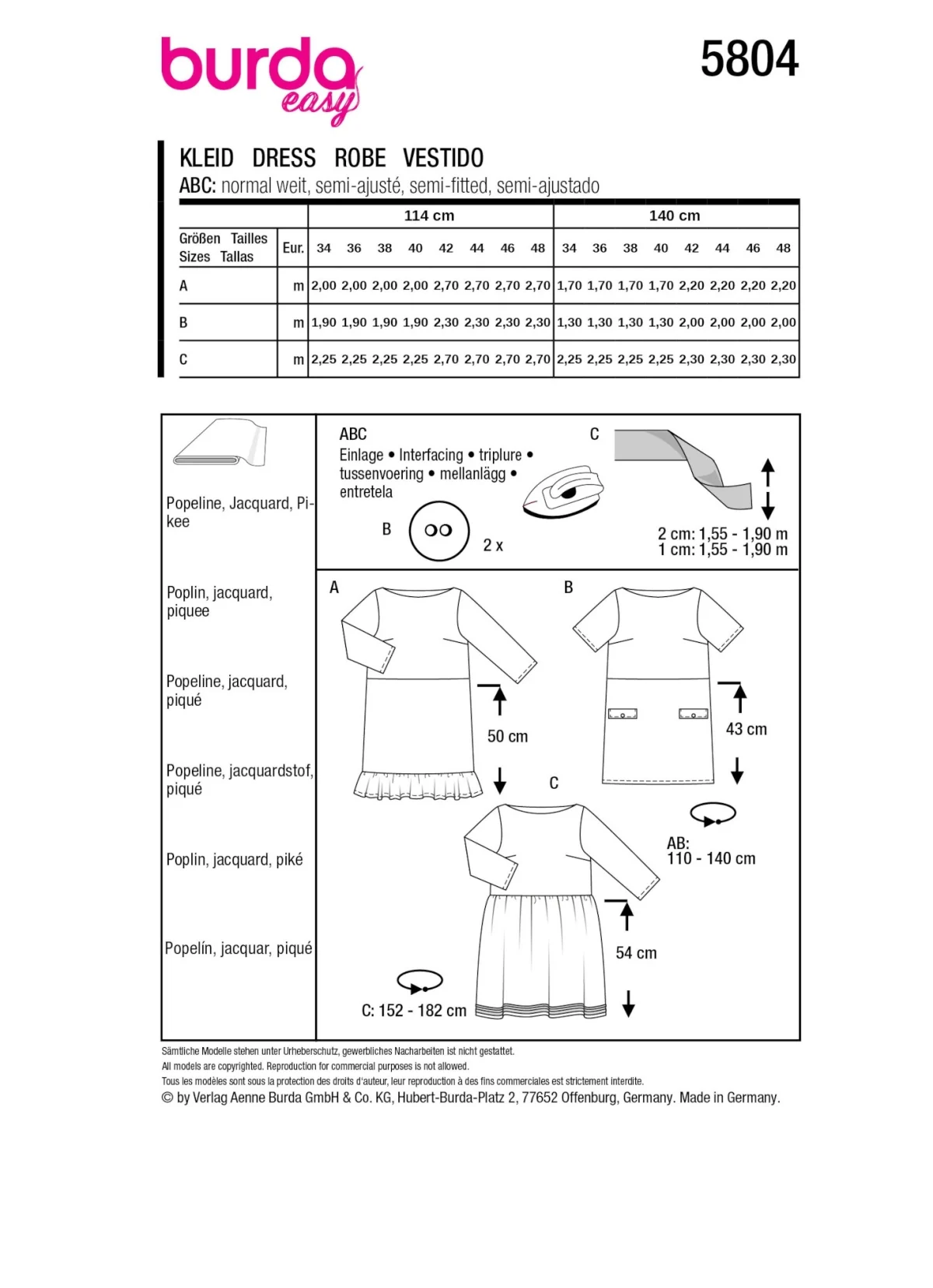 Burda Style, Naaipatroon jurk 5804-11