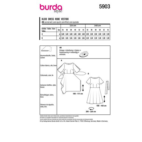 Burda Style, Naaipatroon jurk. 5903-8