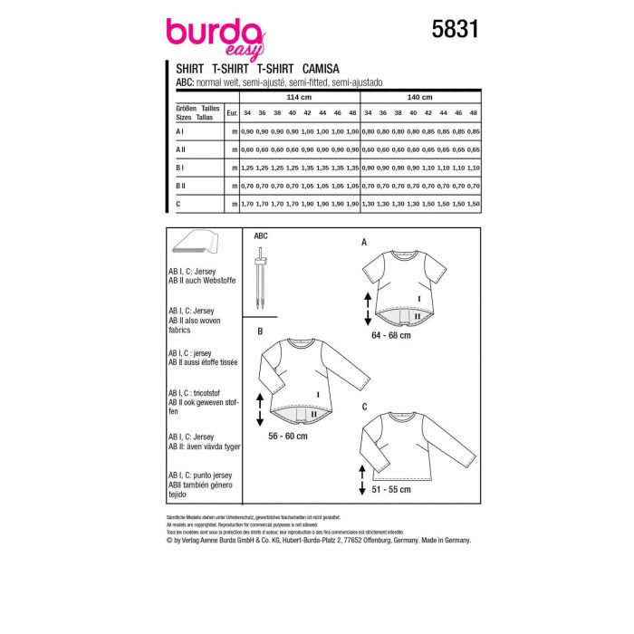 Burda Style, Naaipatroon shirt, 5831-11