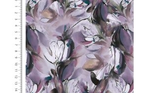 French terry stof, digital flower, paars. A.198-1