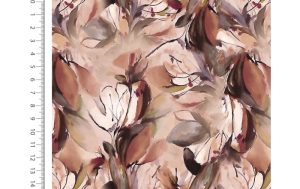 French terry stof, digital flower, bruin. A.199-1