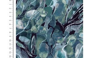 French terry stof, digital flower, blauw. A.203-1