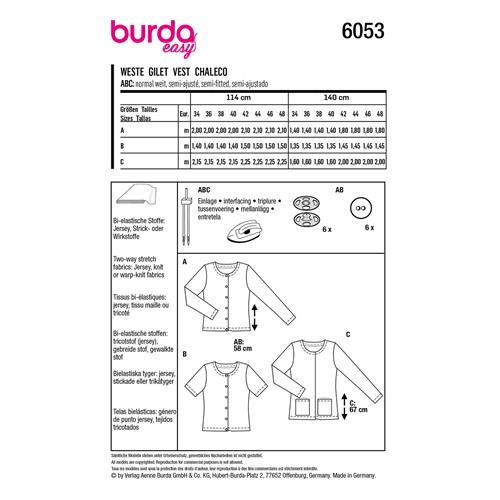 Burda Style, Naaipatroon jas, 6053-8