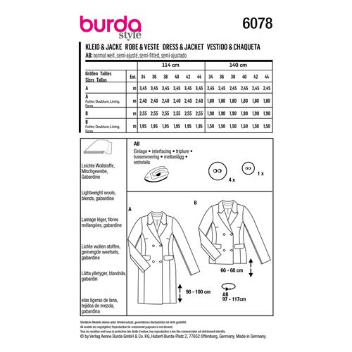 Burda Style, Naaipatroon Jurk. 6078-6