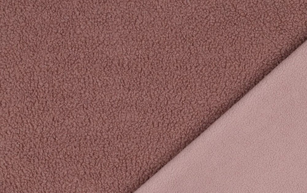 Teddy fleece stof, dubbelzijdig, blush. A.215-3