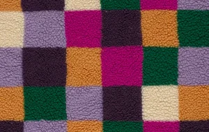 Teddy fleece stof, ruiten, roze/paar/groen/geel/crème. A.220-1